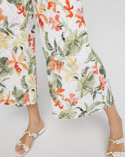 Chico's Floral Eyelet Culotte Pants