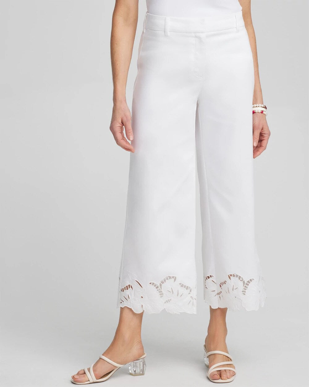 Chico's Cotton Sateen Cut Work Crops