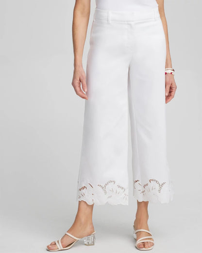 Chico's Cotton Sateen Cut Work Crops