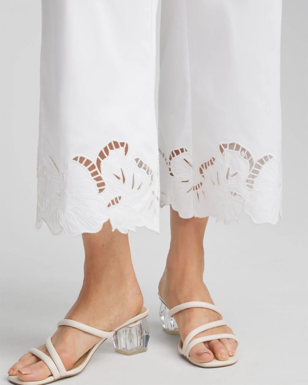 Chico's Cotton Sateen Cut Work Crops