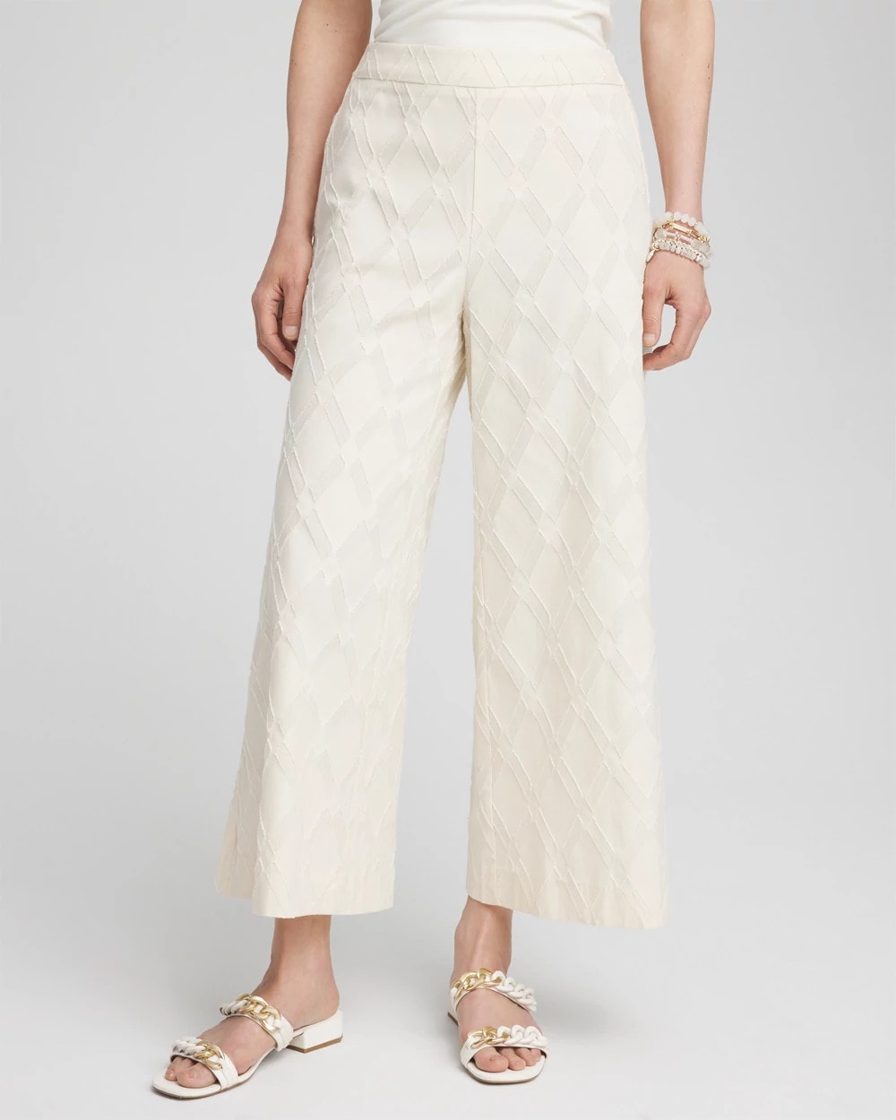 Chico's Textured Wide Leg Cropped Pants