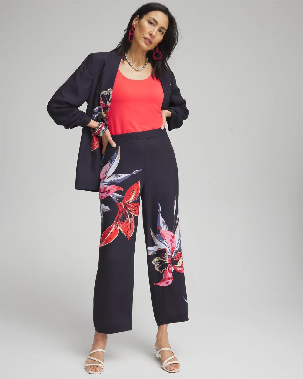 Chico's Floral Print Soft Cropped Pants