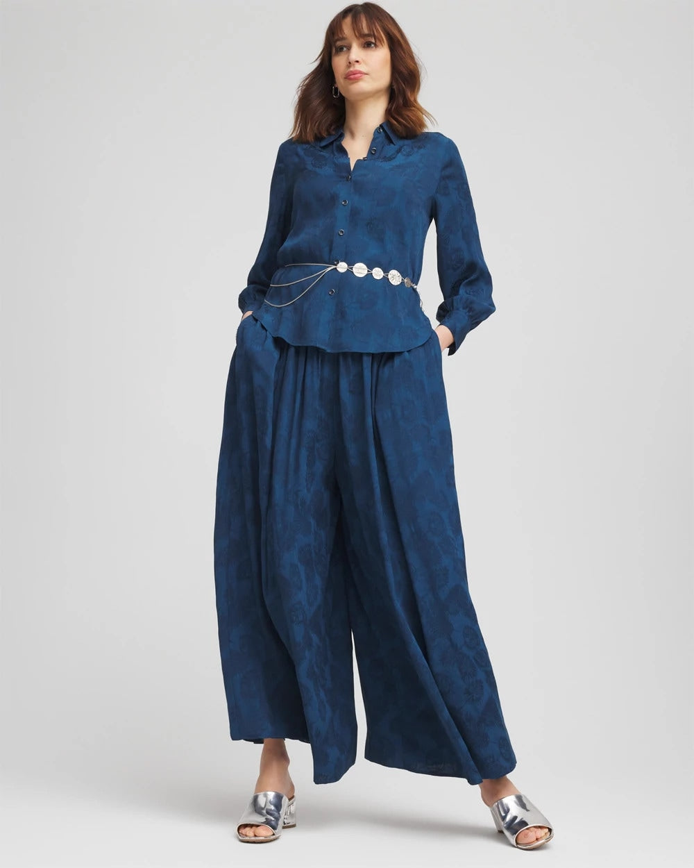 Chico's Jacquard Culotte Wide-Leg Pants