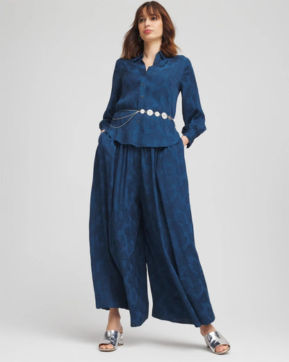 Chico's Jacquard Culotte Wide-Leg Pants