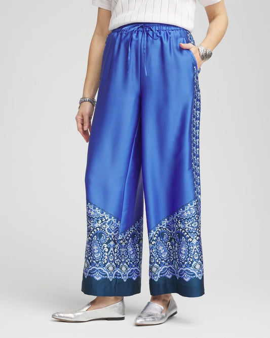 Chico's Pull-on Paisley Drawstring Cropped Pants