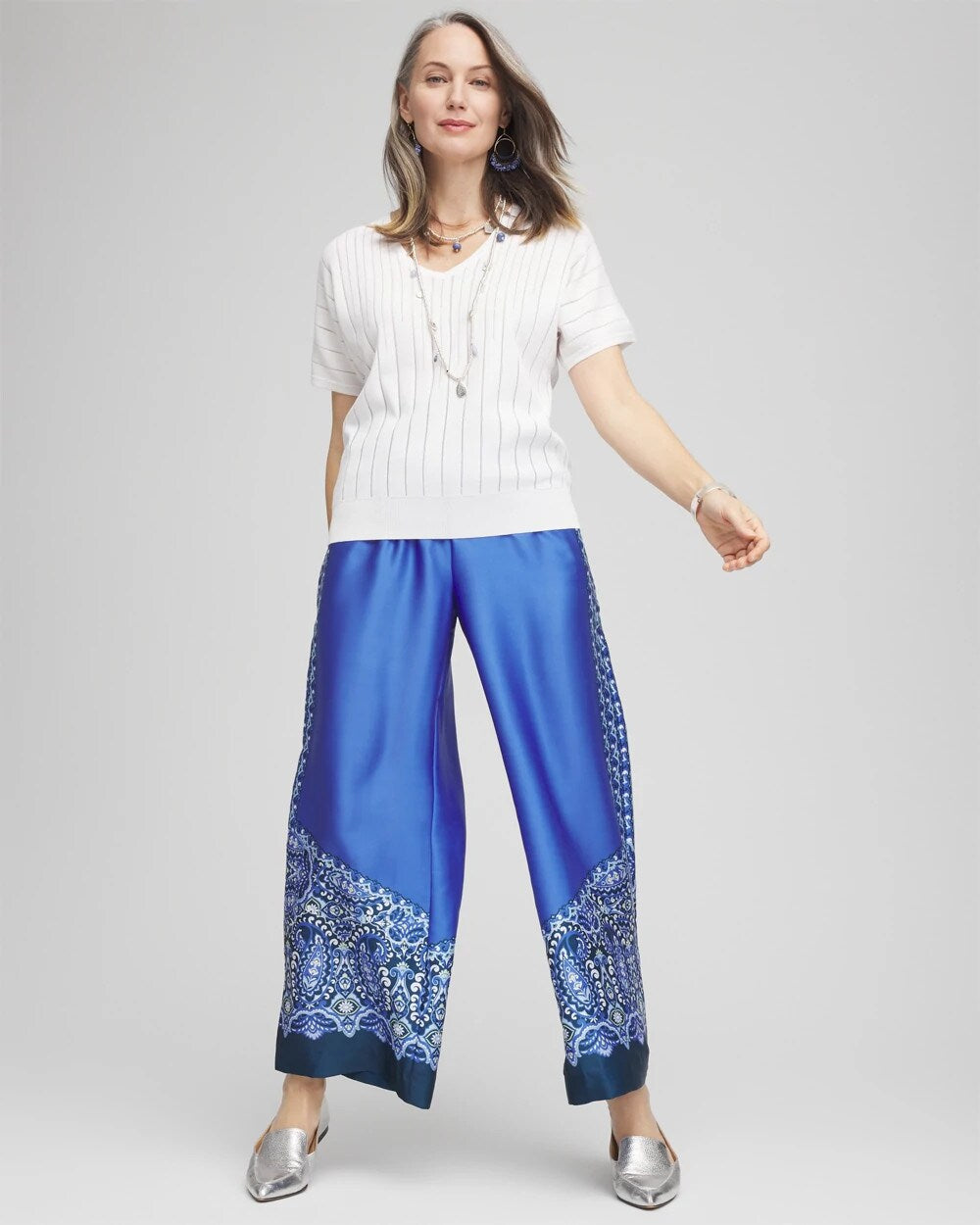 Chico's Pull-on Paisley Drawstring Cropped Pants