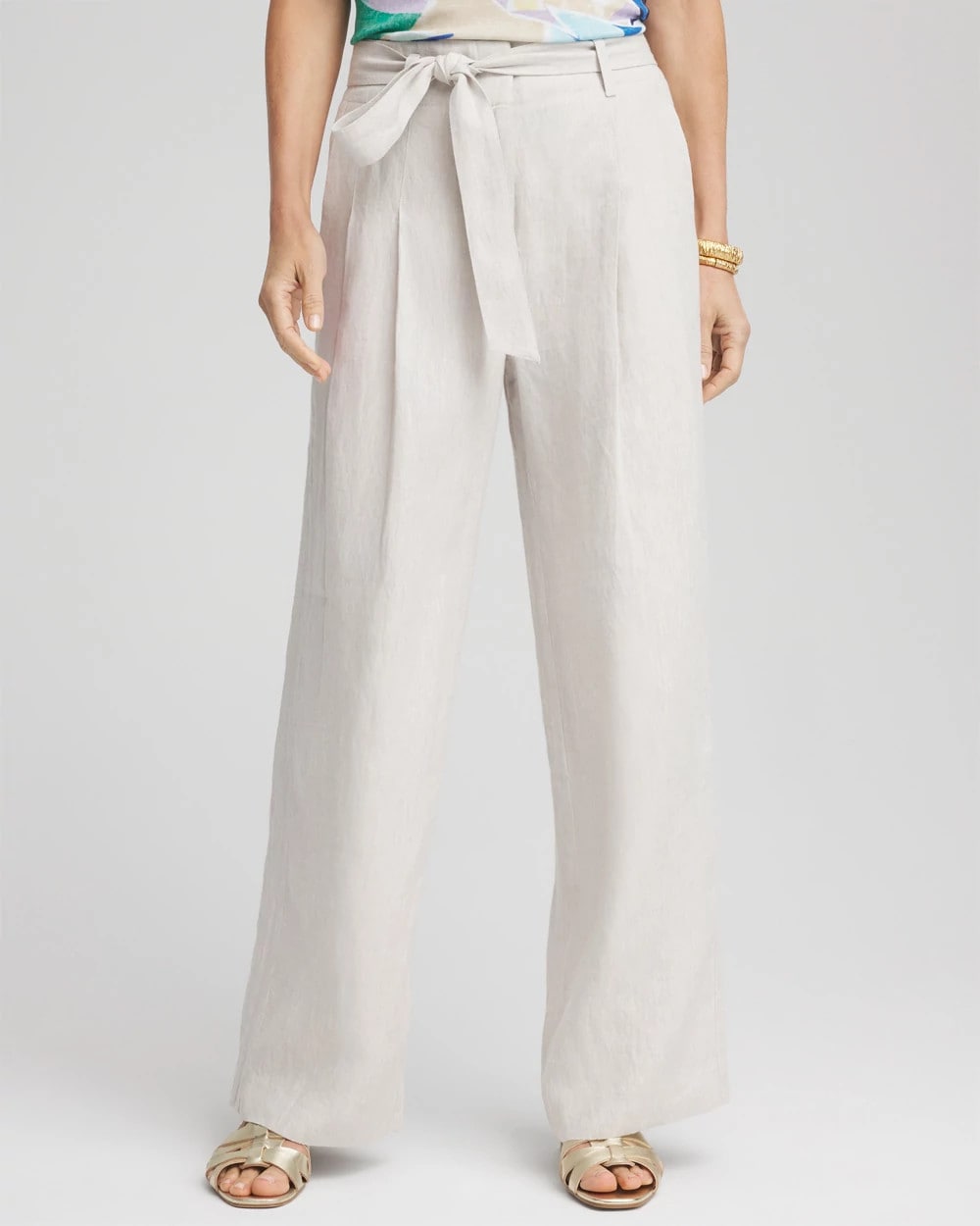 Chico's Hollywood Waist Belted Linen Pants