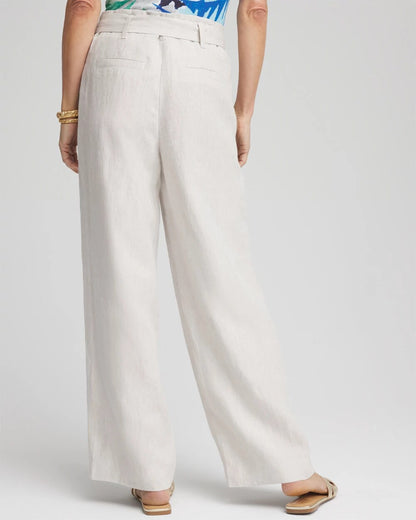 Chico's Hollywood Waist Belted Linen Pants
