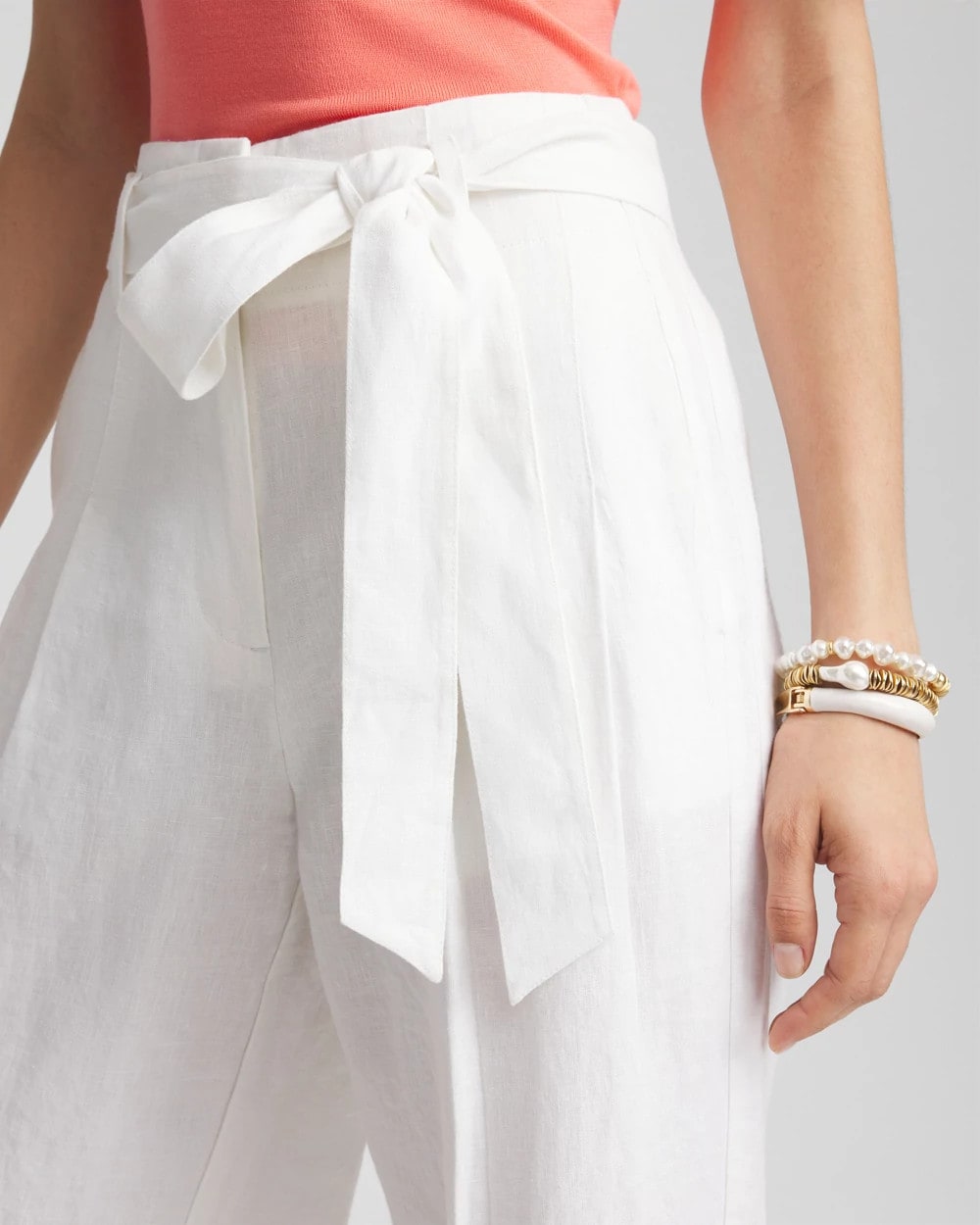 Chico's Belted Pleated Wide-Leg Linen Pants
