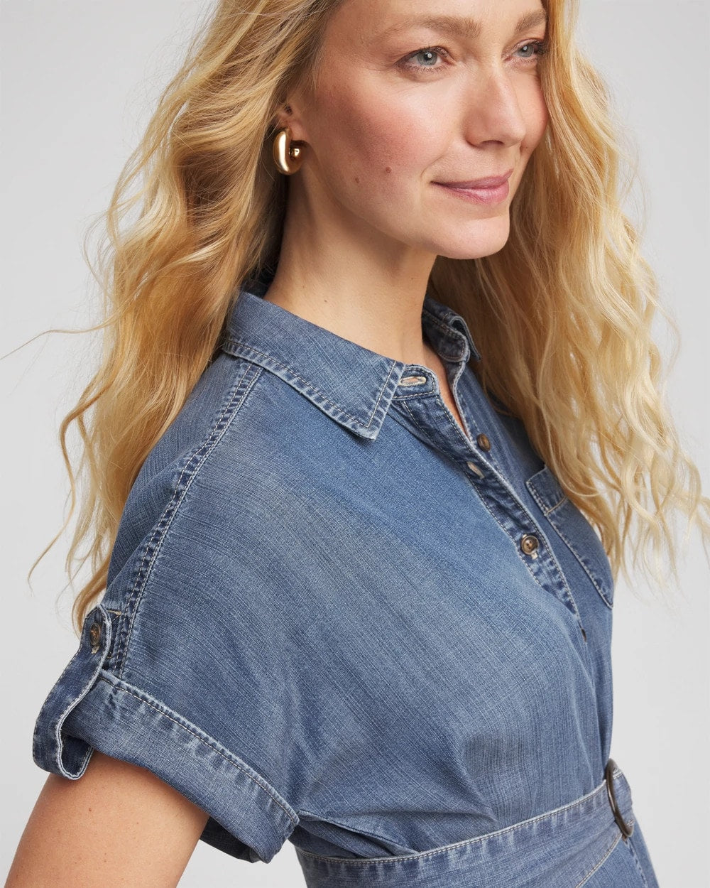 Chico's Denim Tie  Midi Shirtdress