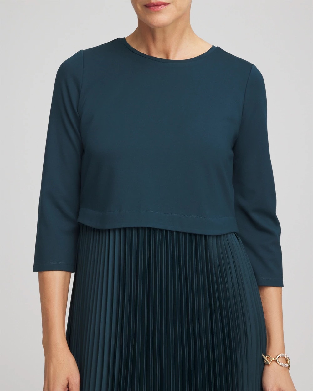 Chico's Satin-Knit Pleated Midi Dress