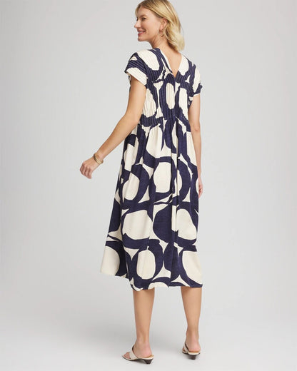 Chico's Printed Silk-Twill Popover Midi Dress
