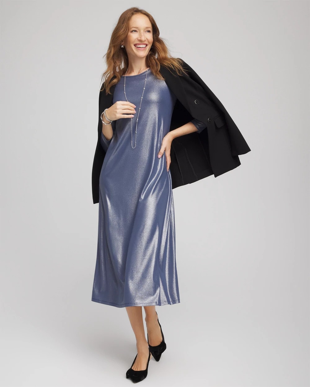 Chico's Foiled Jersey Knit Maxi Dress