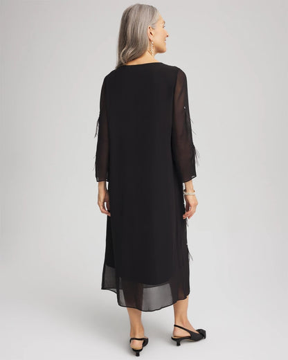 Chico's Feathered Georgette Popover Dress