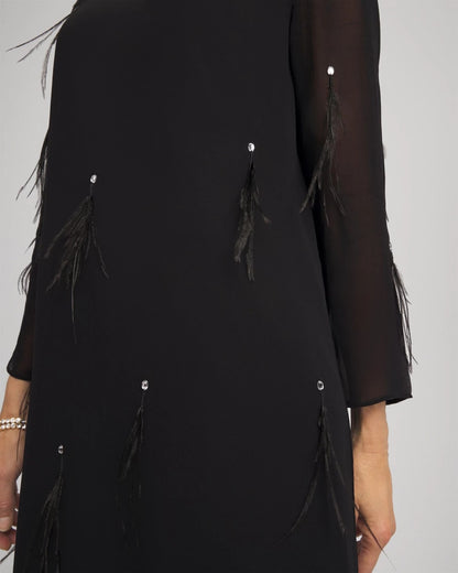 Chico's Feathered Georgette Popover Dress