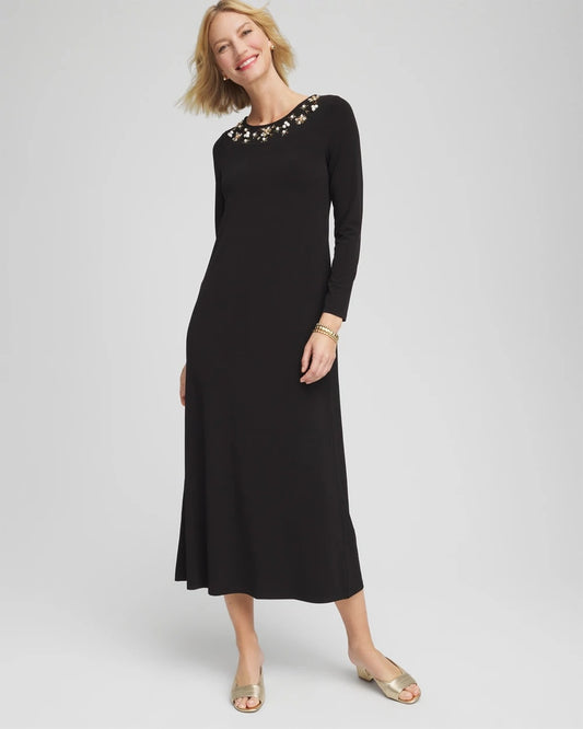 Chico's Embellished Column Maxi Dress