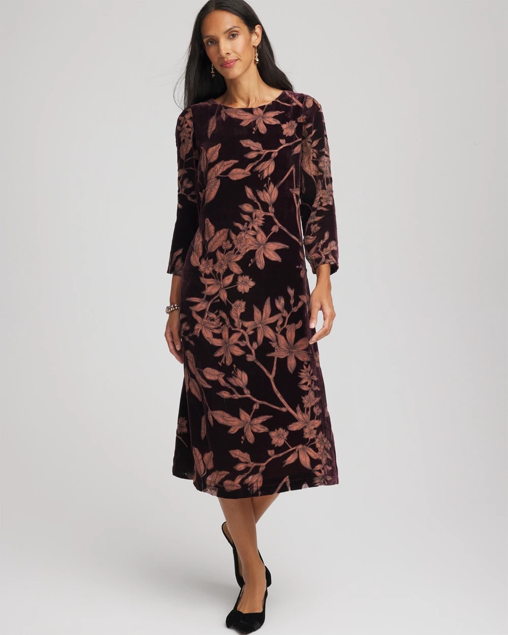 Chico's Burnout Velvet Midi Dress