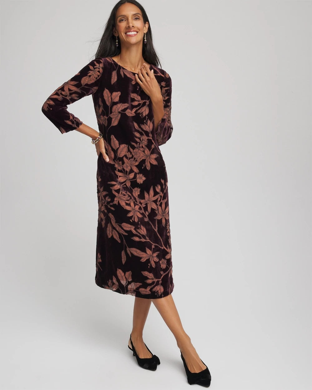 Chico's Burnout Velvet Midi Dress