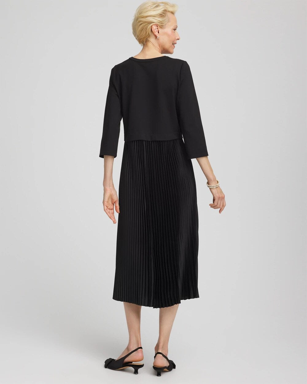 Chico's Satin-Knit Pleated Maxi Dress