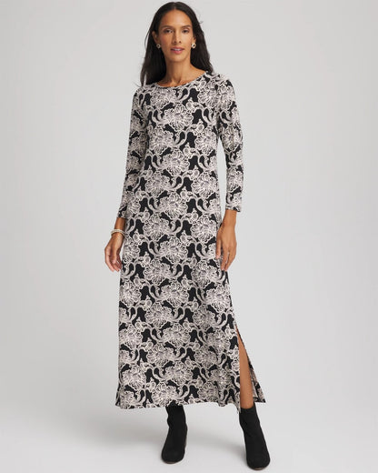 Chico's Printed Jersey Knit Maxi Dress