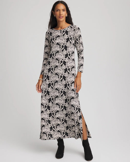 Chico's Printed Jersey Knit Maxi Dress