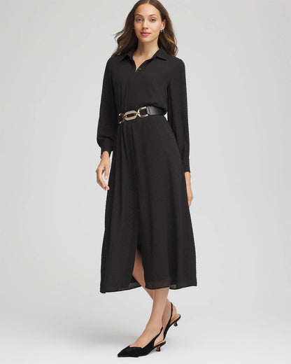 Chico's Sequined Long-Sleeved Maxi Shirtdress