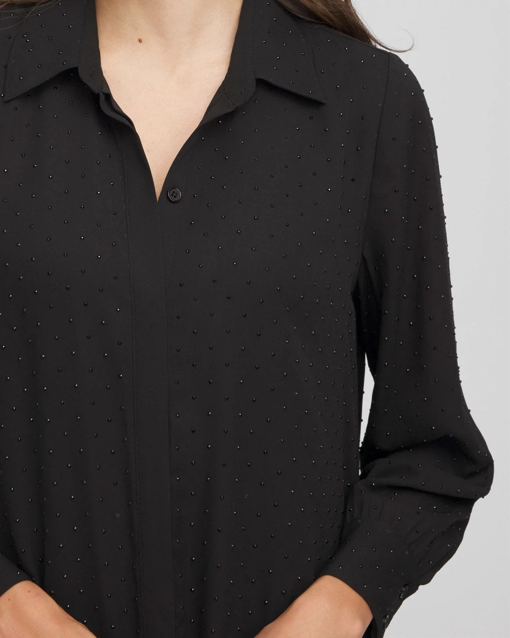 Chico's Sequined Long-Sleeved Maxi Shirtdress