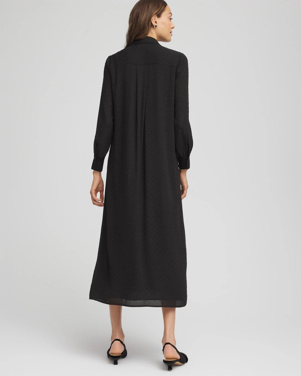 Chico's Sequined Long-Sleeved Maxi Shirtdress