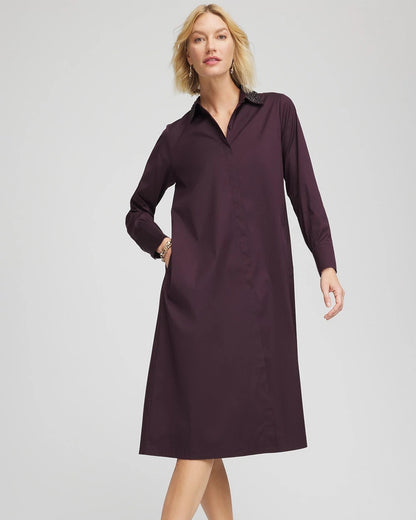 Chico's Sequin Collar Midi Shirtdress