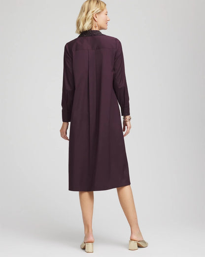Chico's Sequin Collar Midi Shirtdress