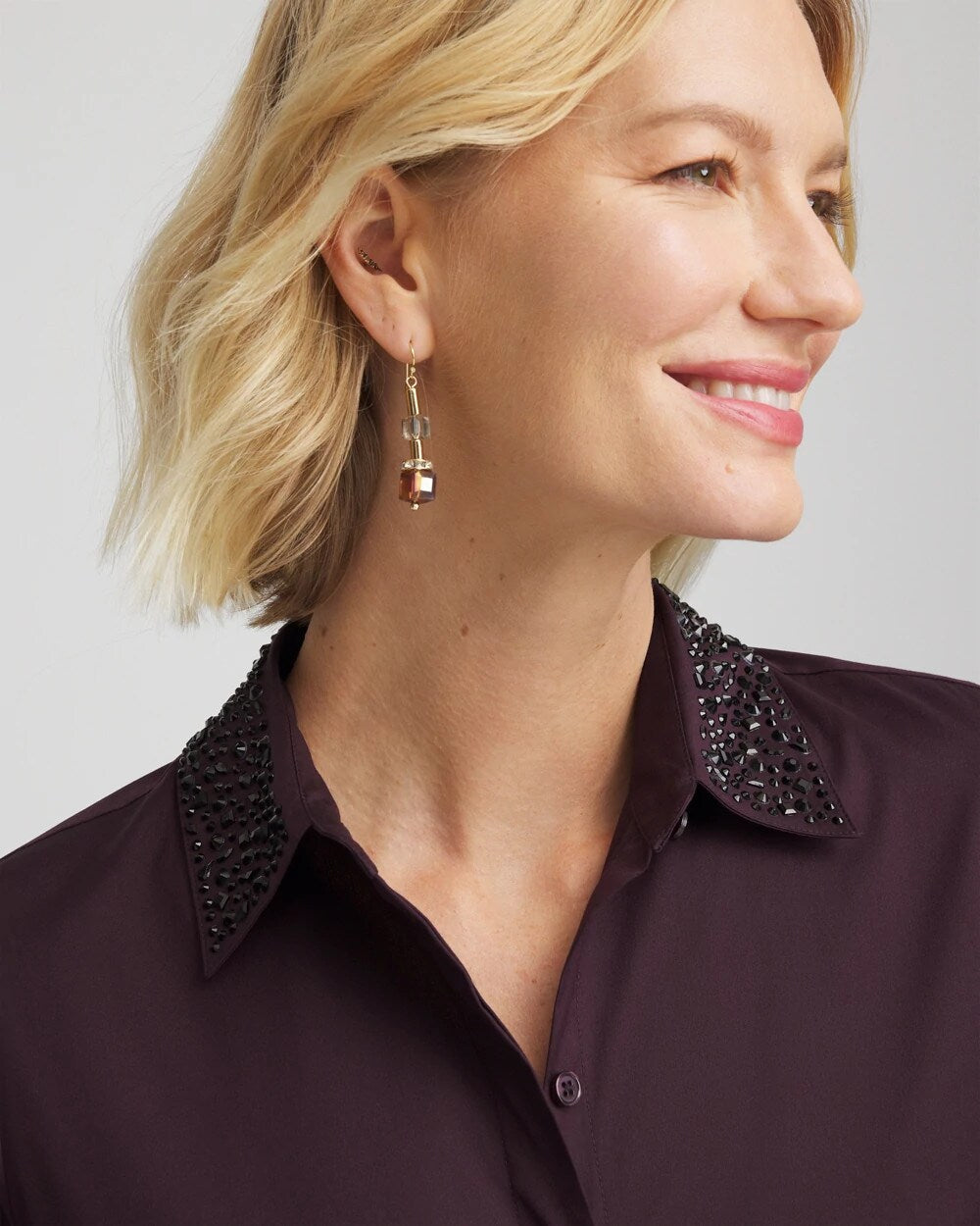 Chico's Sequin Collar Midi Shirtdress