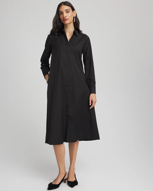 Chico's Sequin Collar Midi Shirtdress