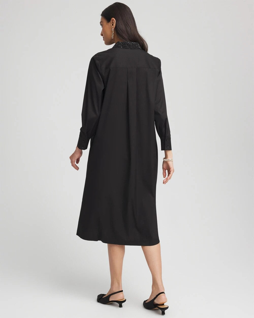 Chico's Sequin Collar Midi Shirtdress