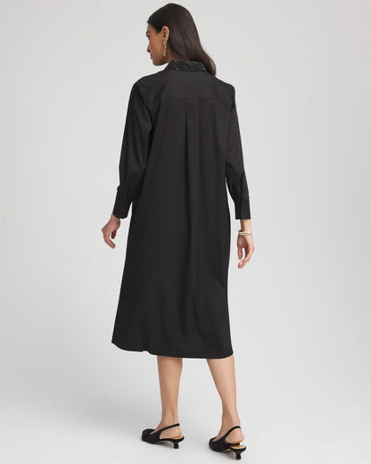 Chico's Sequin Collar Midi Shirtdress
