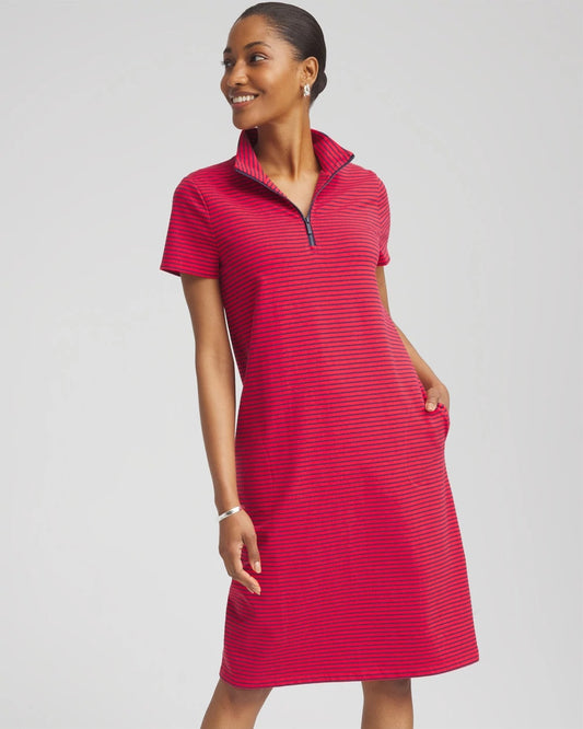 Chico's Zenergy® UPF Knit Stripe Half-Zip Dress