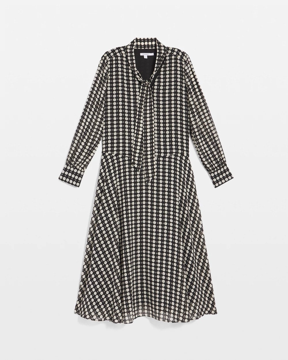 Chico's Chiffon Clip-Dot Tie-Neck Dress