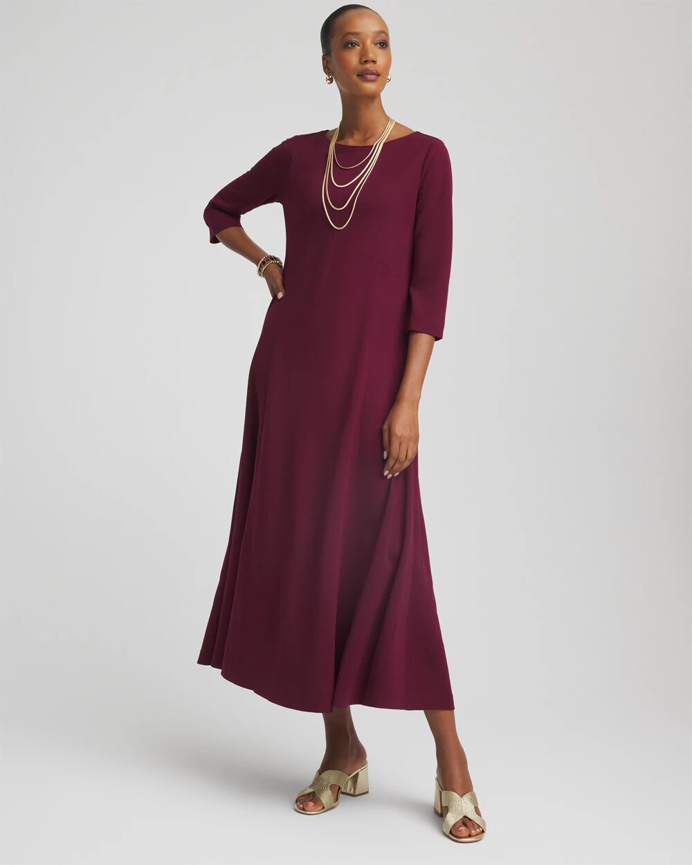 Chico's Seamed Crepe Maxi Dress