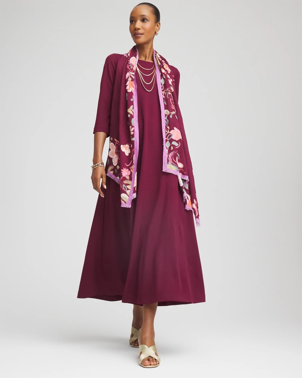 Chico's Seamed Crepe Maxi Dress