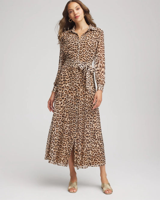Chico's Cheetah-Print Godet Dress