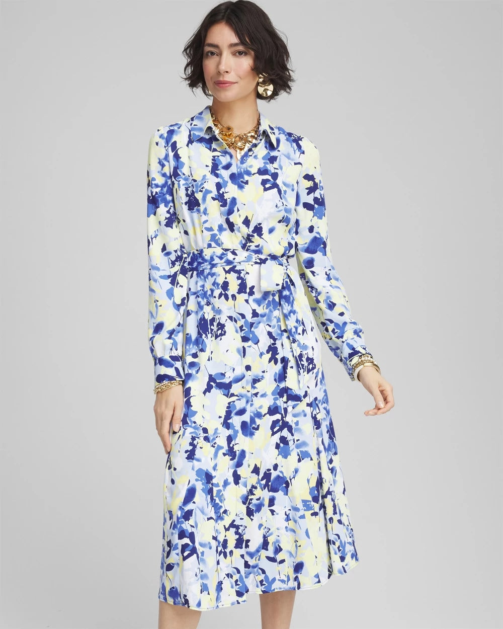 Chico's Floral Midi Shirtdress