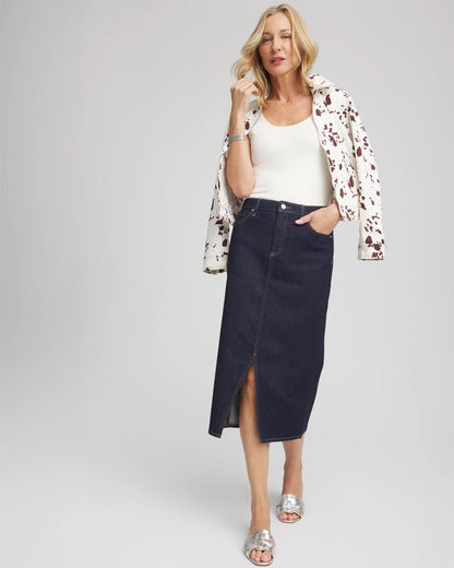 Chico's High-Rise Straight Stretch-Denim Skirt