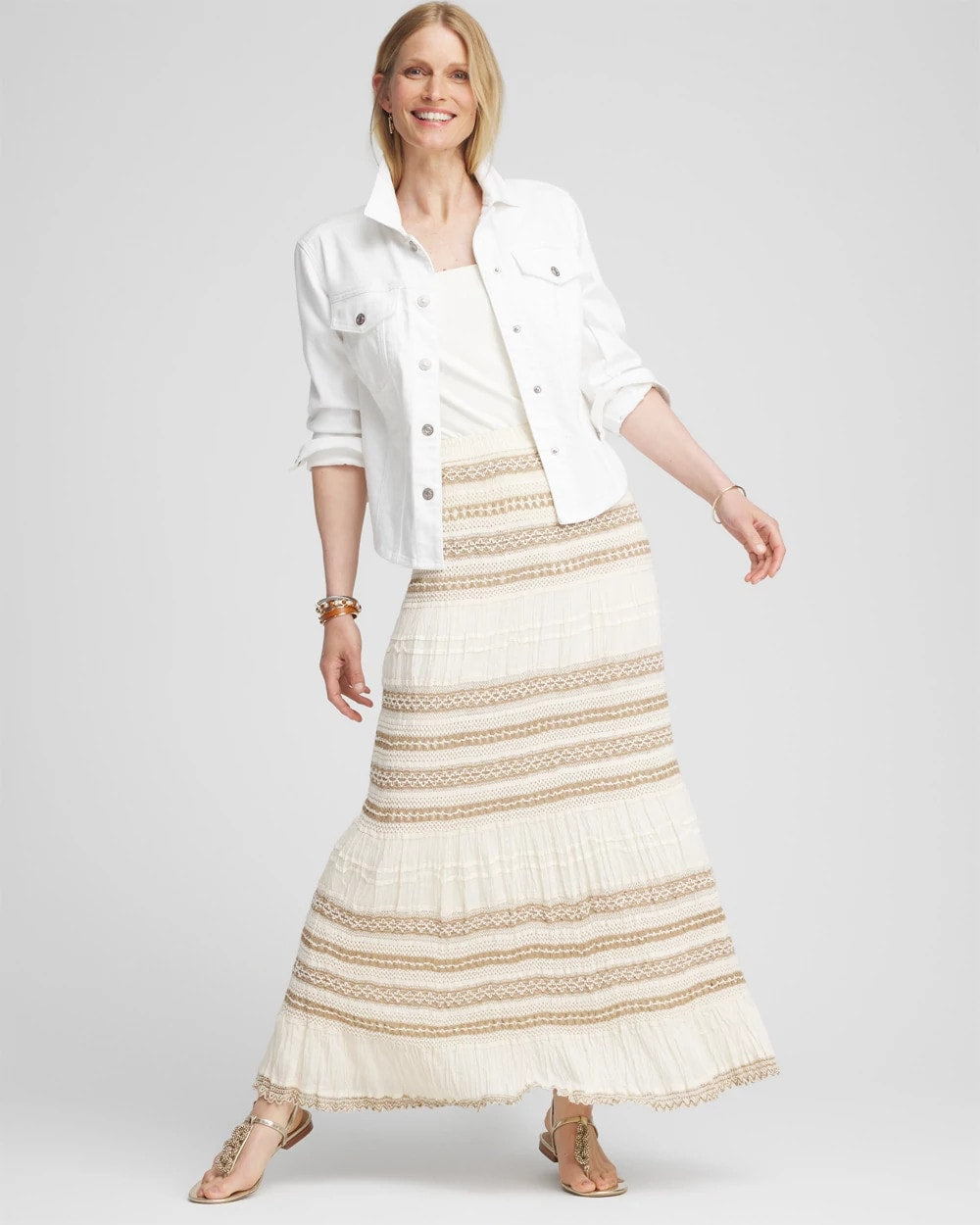 Chico's Crochet Gauze Trim Skirt