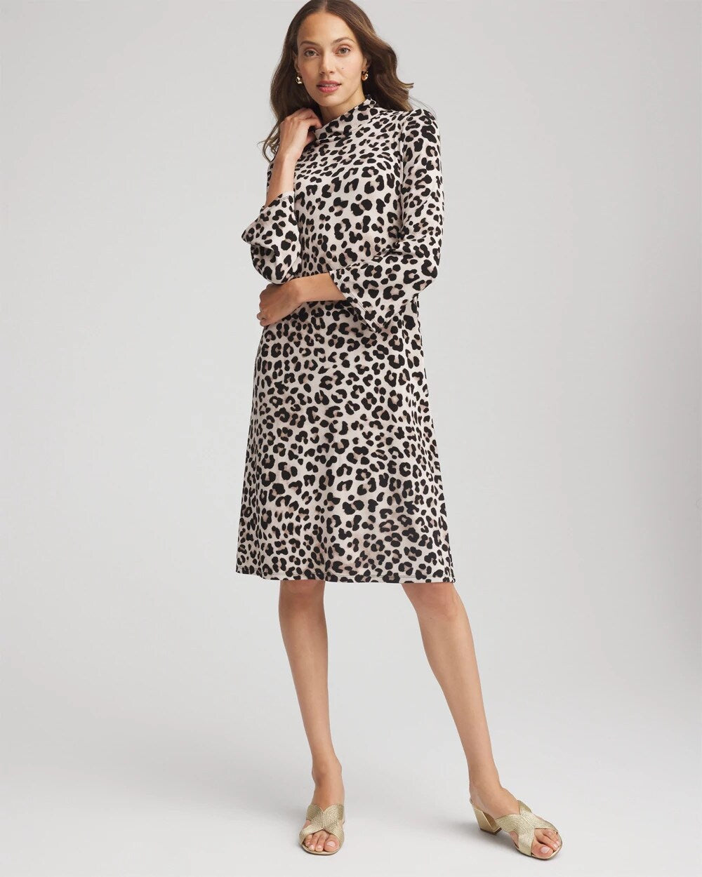 Chico's Travelers™ Animal-Print Mockneck Midi Dress