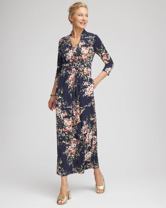 Chico's Knit Pleated Maxi Dress