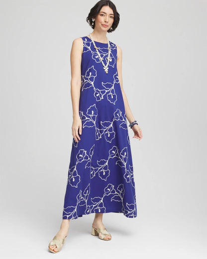 Chico's Embroidered Sleeveless Maxi Dress