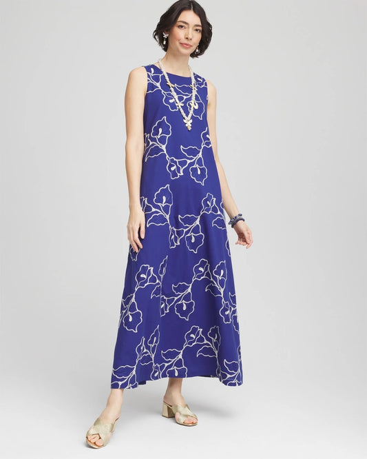 Chico's Embroidered Sleeveless Maxi Dress