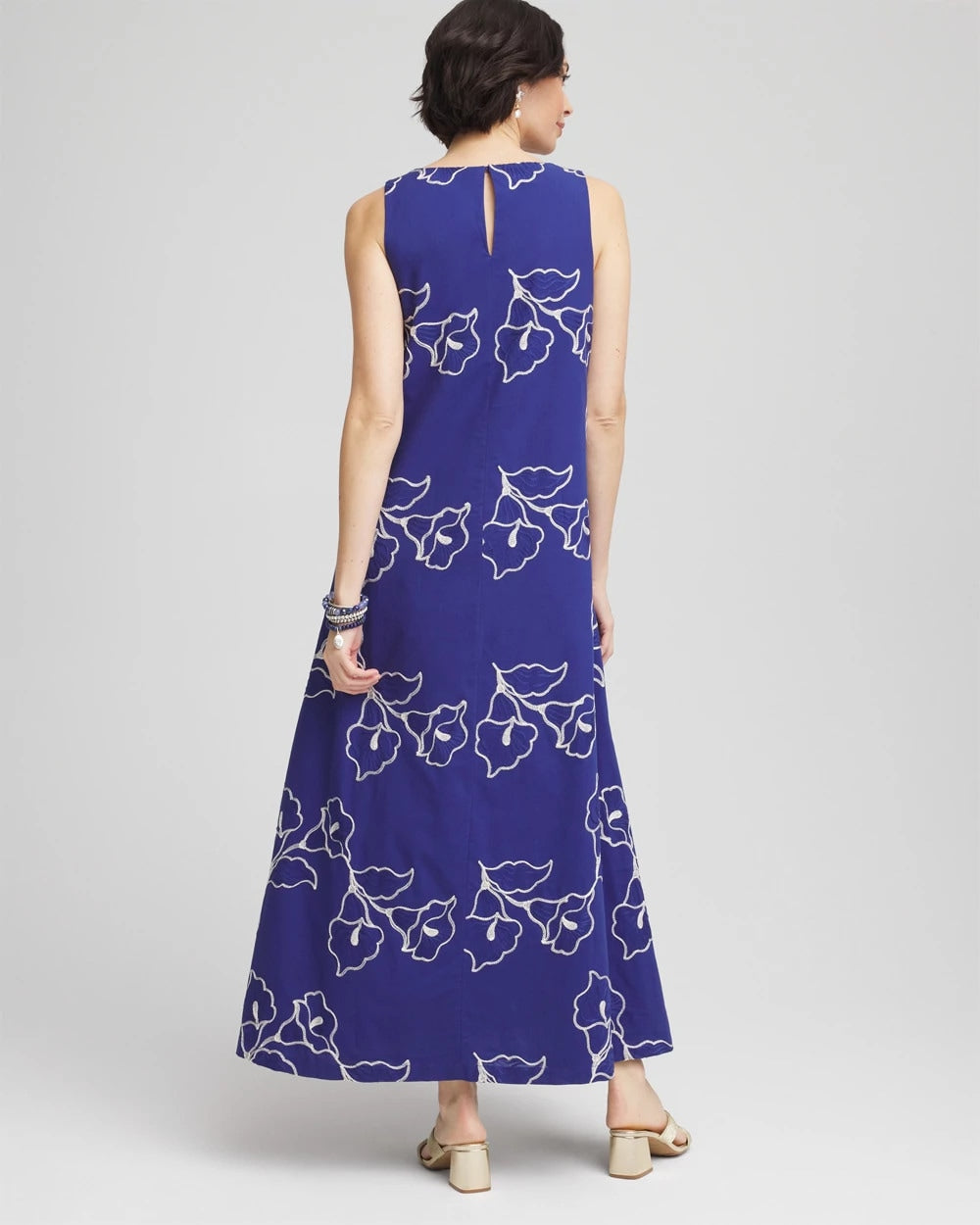 Chico's Embroidered Sleeveless Maxi Dress