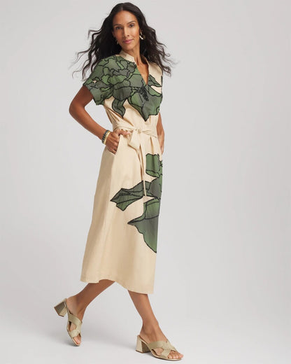 Chico's Printed Cotton-Voile Popover Midi Dress