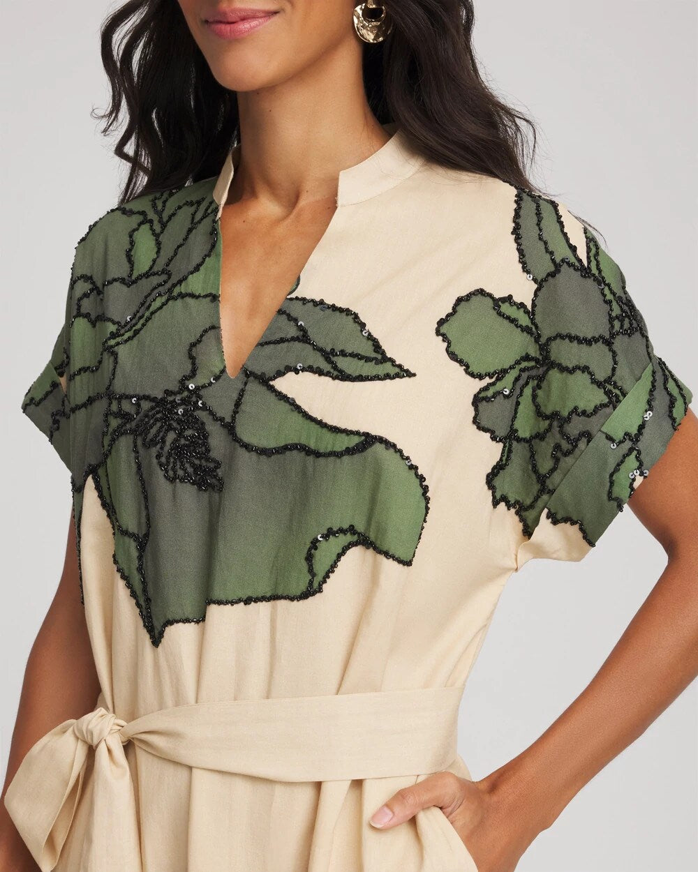 Chico's Printed Cotton-Voile Popover Midi Dress