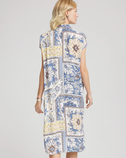 Chico's Floral Patchwork Short Shirtdress